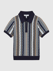 Reiss Knitwear | Redbourne Half-Zip Knitted Polo Shirt Navy - Children