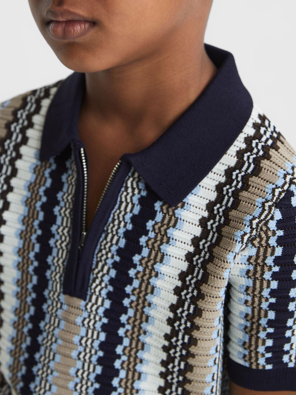 Reiss Knitwear | Redbourne Half-Zip Knitted Polo Shirt Navy - Children