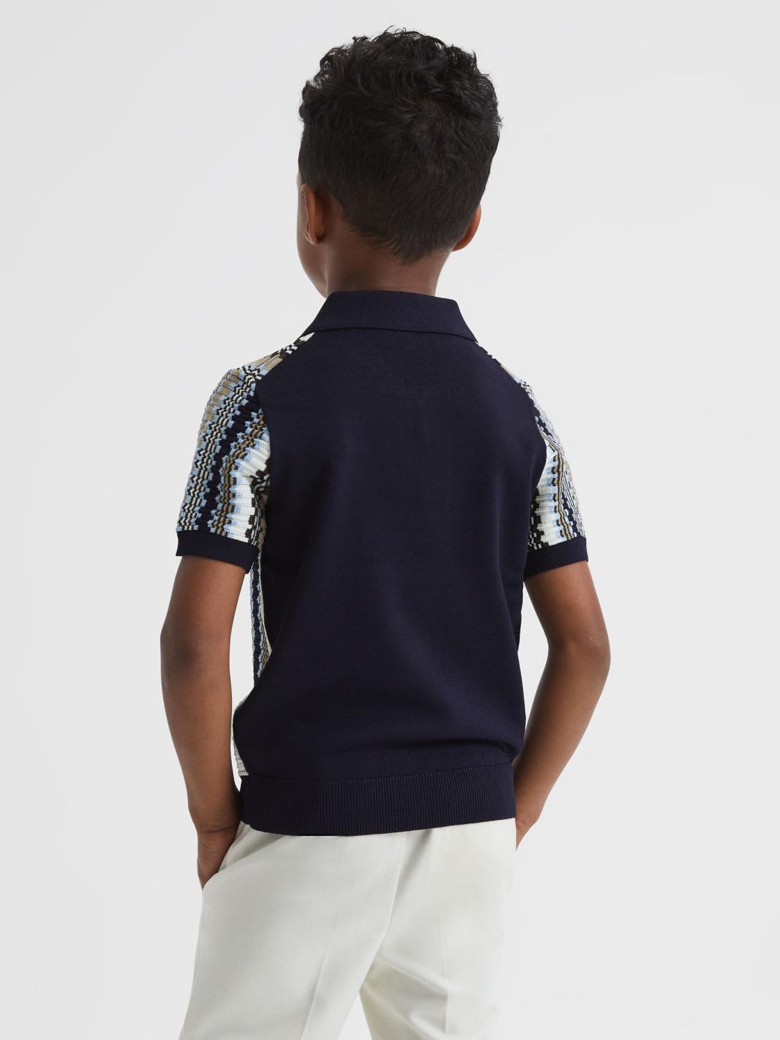 Reiss Knitwear | Redbourne Half-Zip Knitted Polo Shirt Navy - Children
