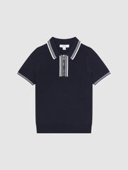 Reiss Knitwear | Regency Half-Zip Striped T-Shirt Navy - Children