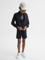 Reiss Knitwear | Regency Half-Zip Striped T-Shirt Navy - Children