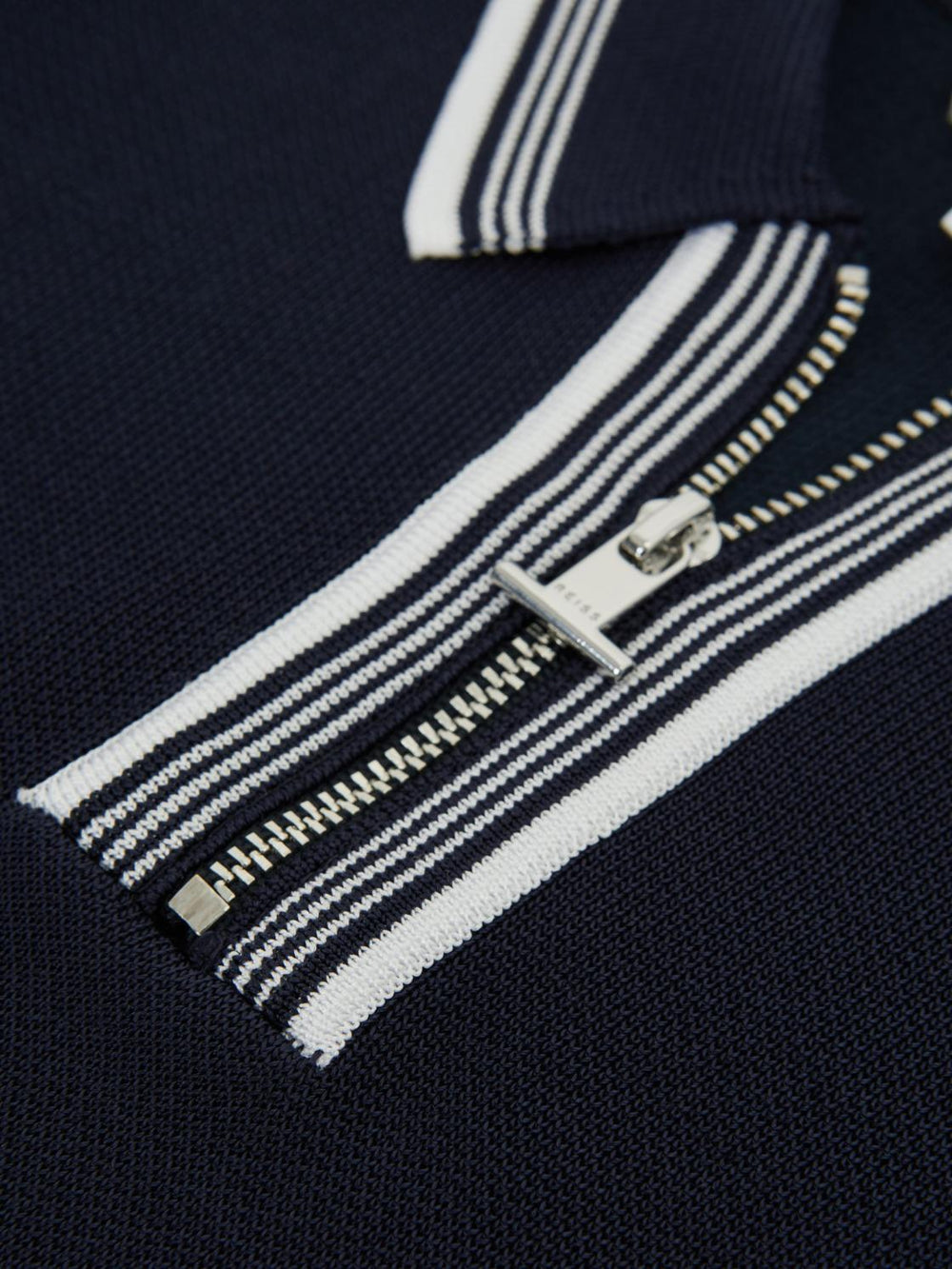 Reiss Knitwear | Regency Half-Zip Striped T-Shirt Navy - Children