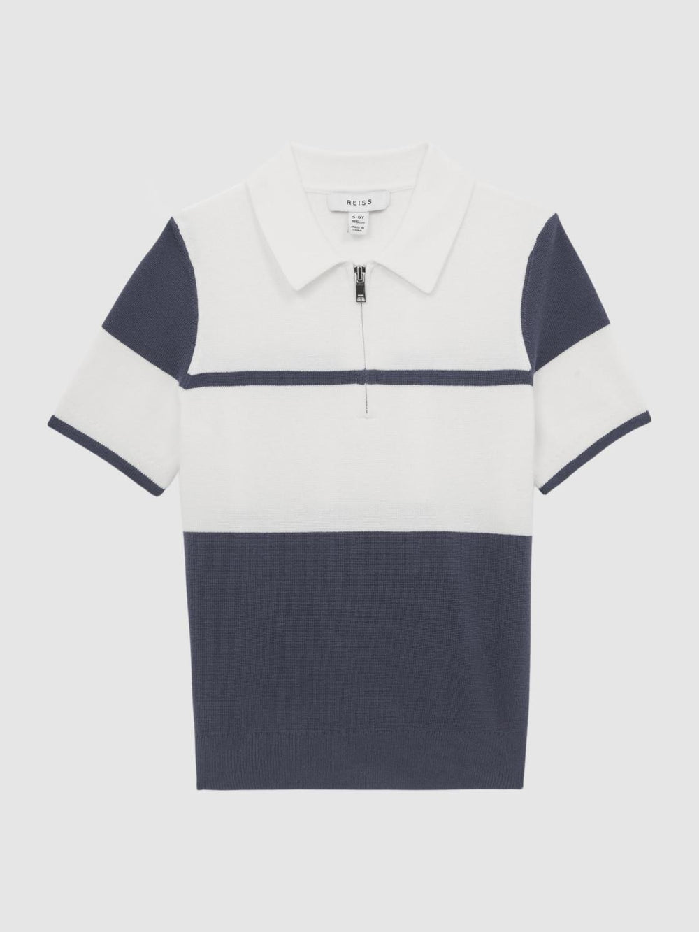 Reiss Knitwear | Rome Slim Fit Half Zip Colourblock Polo Shirt Airforce Blue - Children