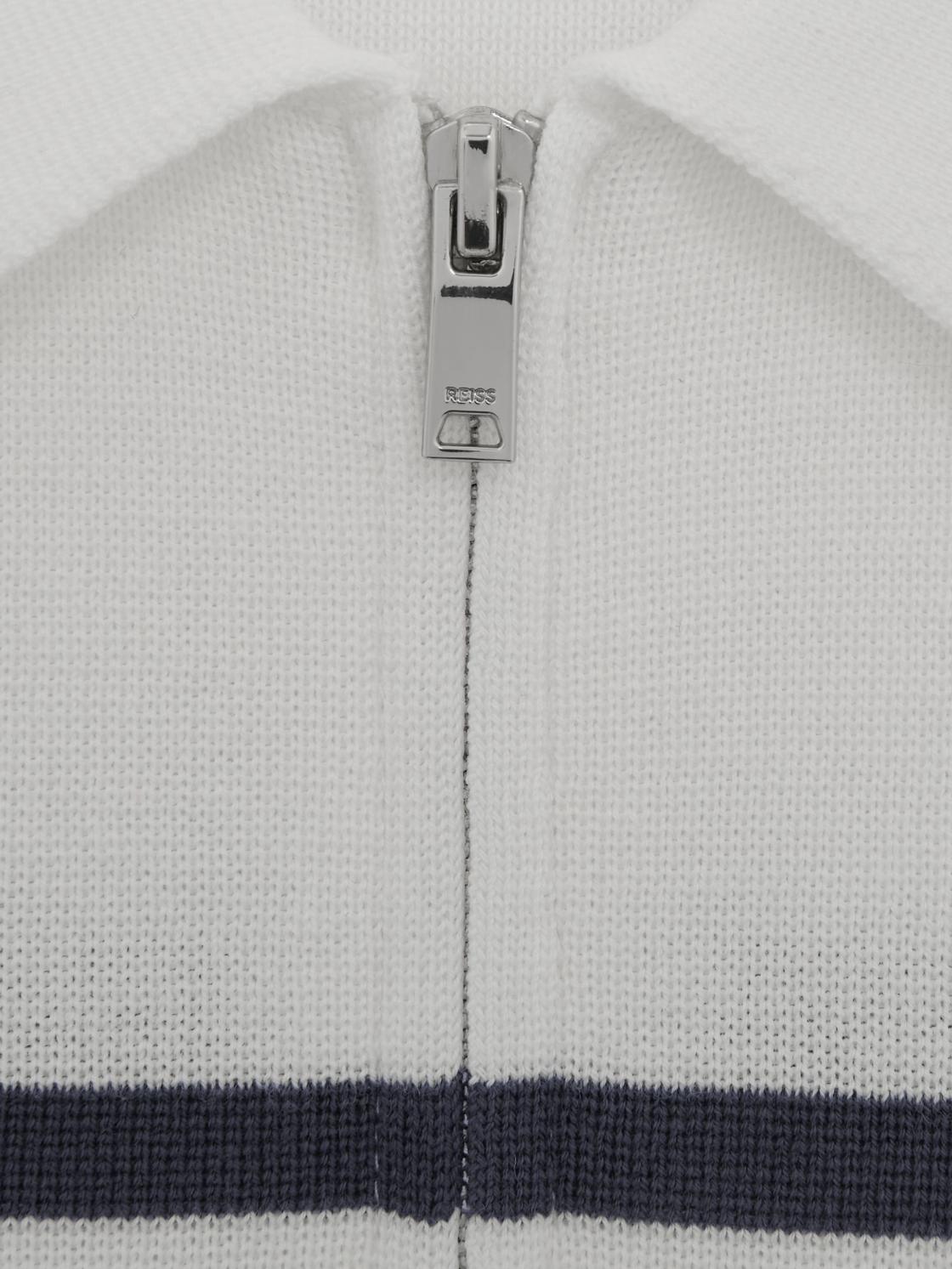Reiss Knitwear | Rome Slim Fit Half Zip Colourblock Polo Shirt Airforce Blue - Children