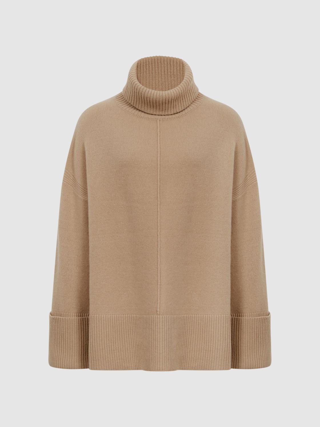 Reiss Knitwear | Sarah Cashmere Blend Roll Neck Jumper Camel - Women