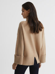 Reiss Knitwear | Sarah Cashmere Blend Roll Neck Jumper Camel - Women