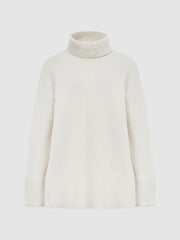 Reiss Knitwear | Sarah Cashmere Blend Roll Neck Jumper Cream - Women