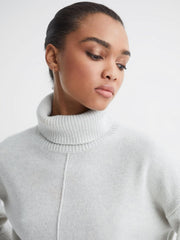 Reiss Knitwear | Sarah Cashmere Blend Roll Neck Jumper Grey Marl - Women