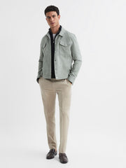 Reiss Knitwear | Sierra Merino Silk Slim Fit Zip Neck Jumper Airforce Blue - Men