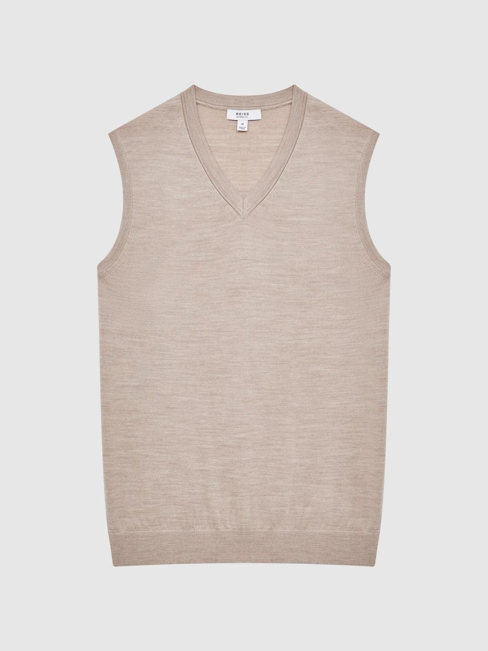 Reiss Knitwear | Styles Sleeveless Merino Vest Wheat Melange - Men