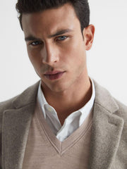 Reiss Knitwear | Styles Sleeveless Merino Vest Wheat Melange - Men