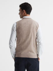 Reiss Knitwear | Styles Sleeveless Merino Vest Wheat Melange - Men