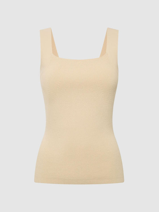 Reiss Knitwear | Tamara Square Neck Ribbed Vest Lemon - Women