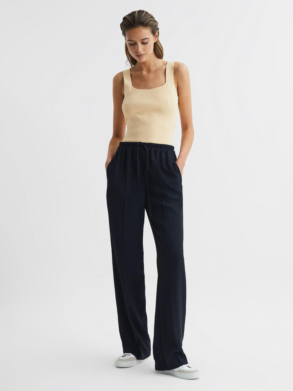 Reiss Knitwear | Tamara Square Neck Ribbed Vest Lemon - Women