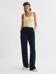 Reiss Knitwear | Tamara Square Neck Ribbed Vest Lemon - Women