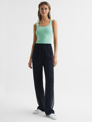 Reiss Knitwear | Tamara Square Neck Ribbed Vest Mint - Women
