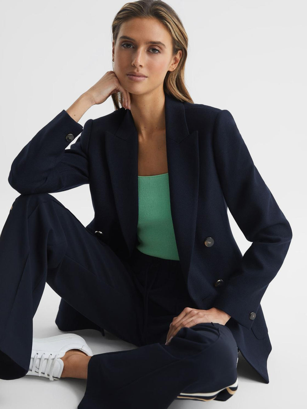 Reiss Knitwear | Tamara Square Neck Ribbed Vest Mint - Women