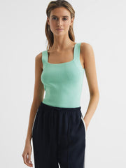Reiss Knitwear | Tamara Square Neck Ribbed Vest Mint - Women