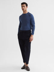 Reiss Knitwear | Tinto Merino Silk Knitted Jumper Airforce Blue - Men