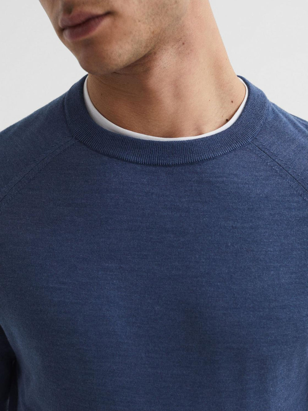 Reiss Knitwear | Tinto Merino Silk Knitted Jumper Airforce Blue - Men