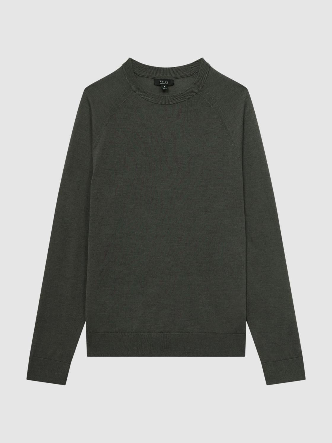 Reiss Knitwear | Tinto Merino Silk Knitted Jumper Sage - Men