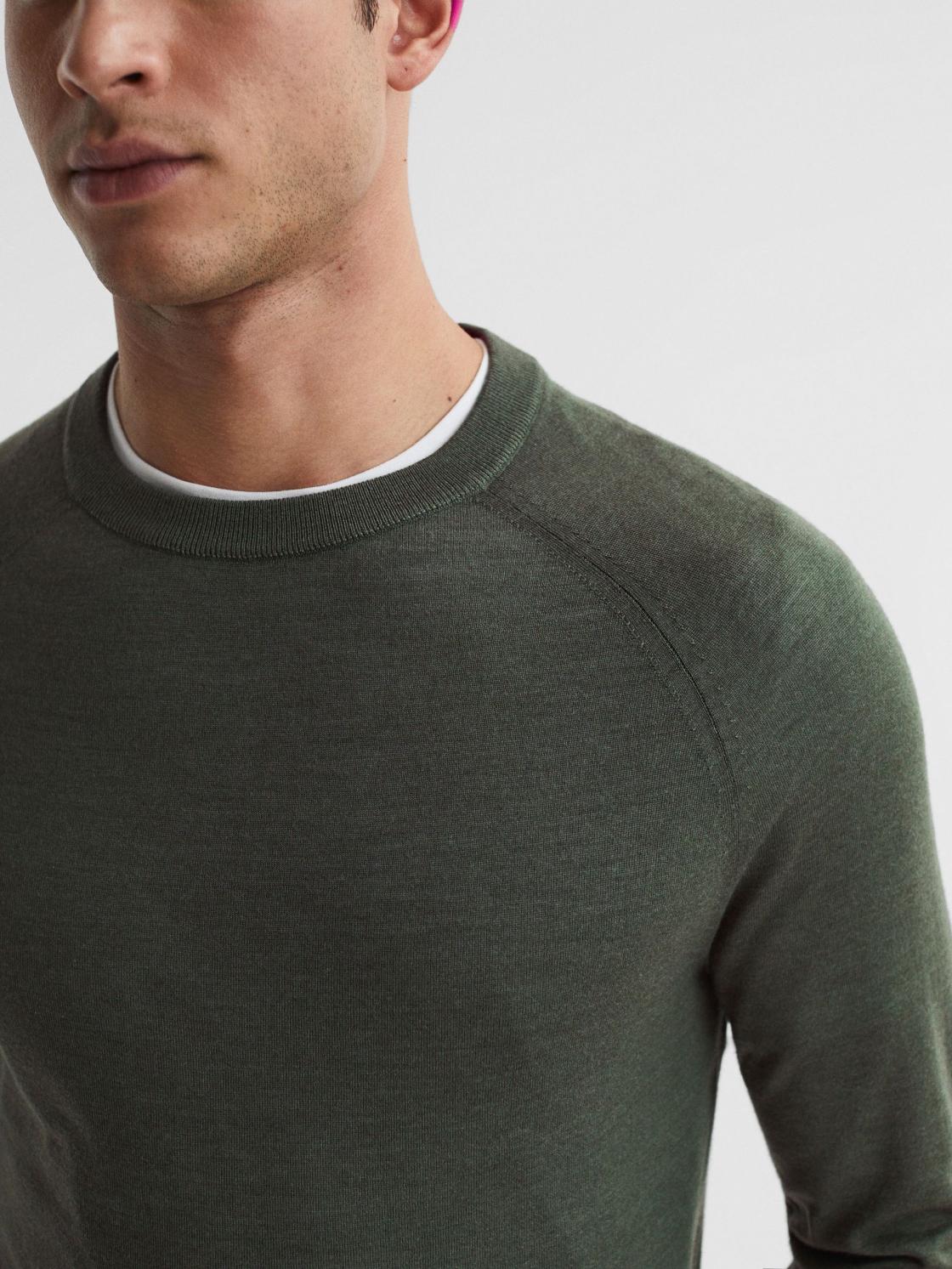 Reiss Knitwear | Tinto Merino Silk Knitted Jumper Sage - Men
