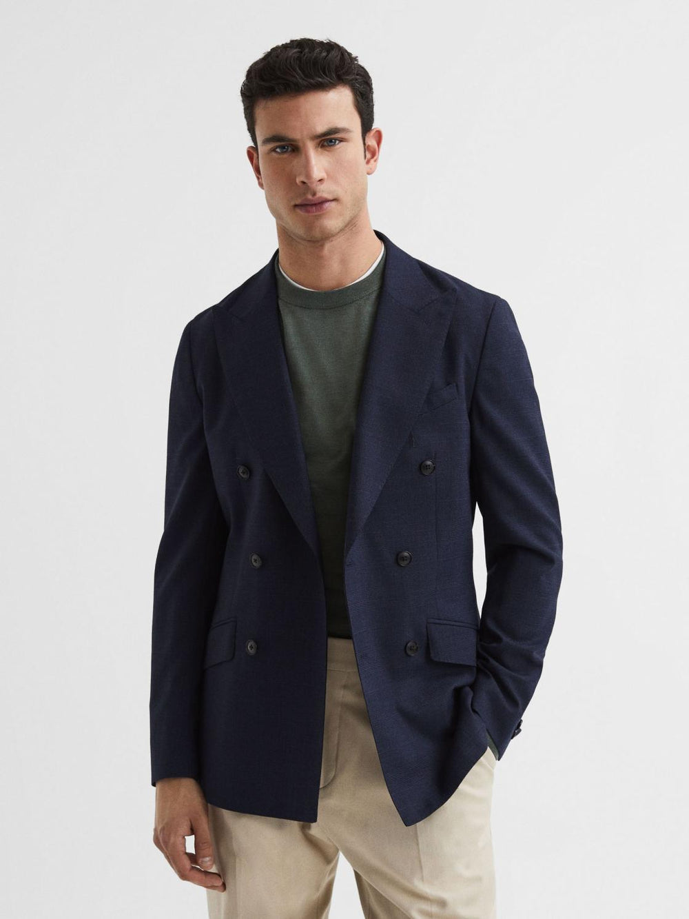 Reiss Knitwear | Tinto Merino Silk Knitted Jumper Sage - Men