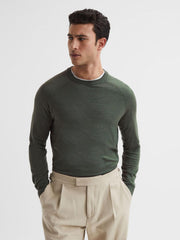 Reiss Knitwear | Tinto Merino Silk Knitted Jumper Sage - Men