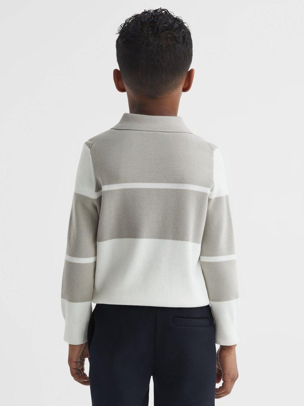Reiss Knitwear | Tokyo Slim Fit Colourblock Half Zip Shirt Soft Grey/white - Children