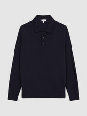 Reiss Knitwear | Trafford Merino Wool Polo Shirt Bordeaux - Men