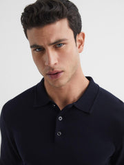 Reiss Knitwear | Trafford Merino Wool Polo Shirt Bordeaux - Men