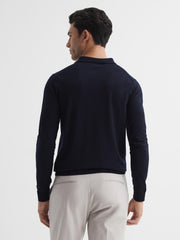 Reiss Knitwear | Trafford Merino Wool Polo Shirt Bordeaux - Men