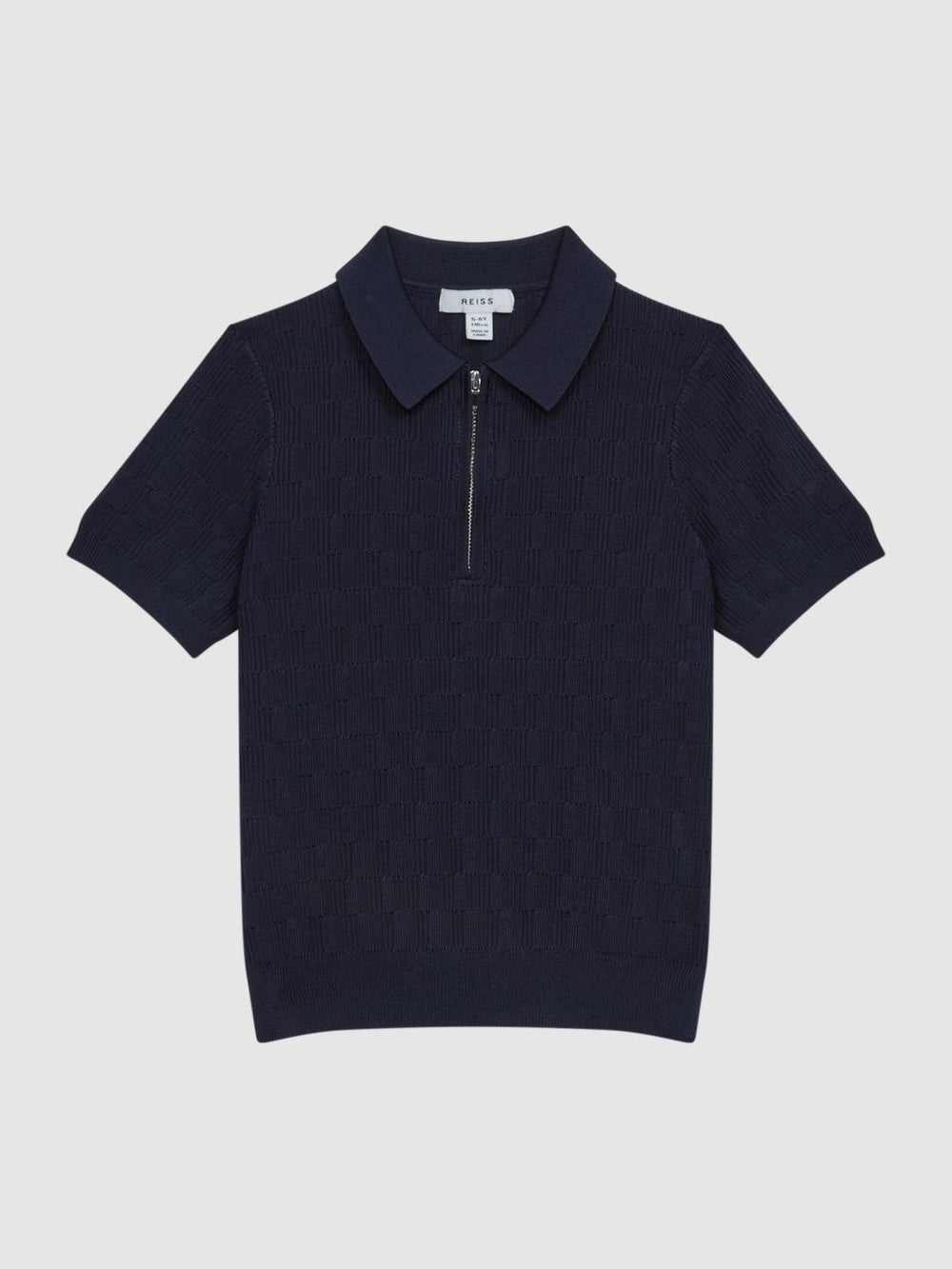 Reiss Knitwear | Ubud Half-Zip Textured Polo T-Shirt Green - Children