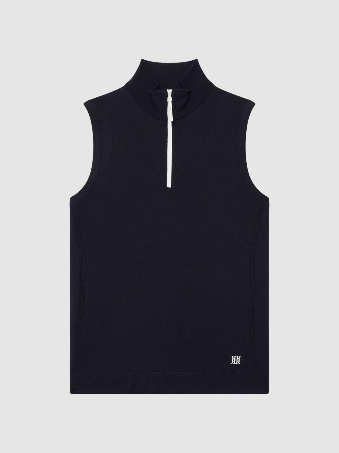 Reiss Knitwear | Wedge Golf Merino Sleeveless Half-Zip Jumper Navy - Men