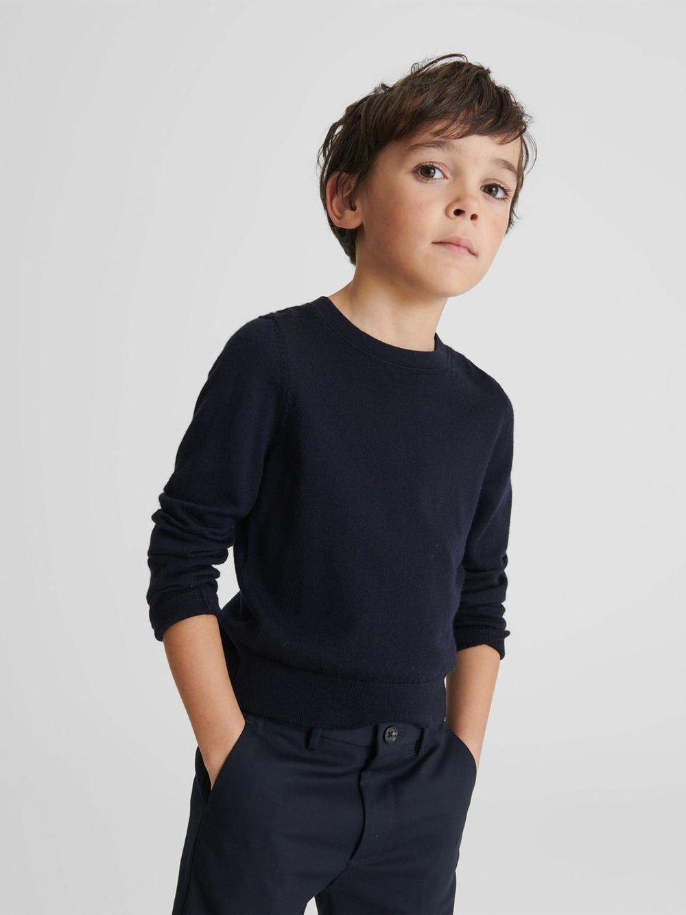 Reiss Knitwear | Wessex Junior Crew Neck Knitted Jumper Navy - Children