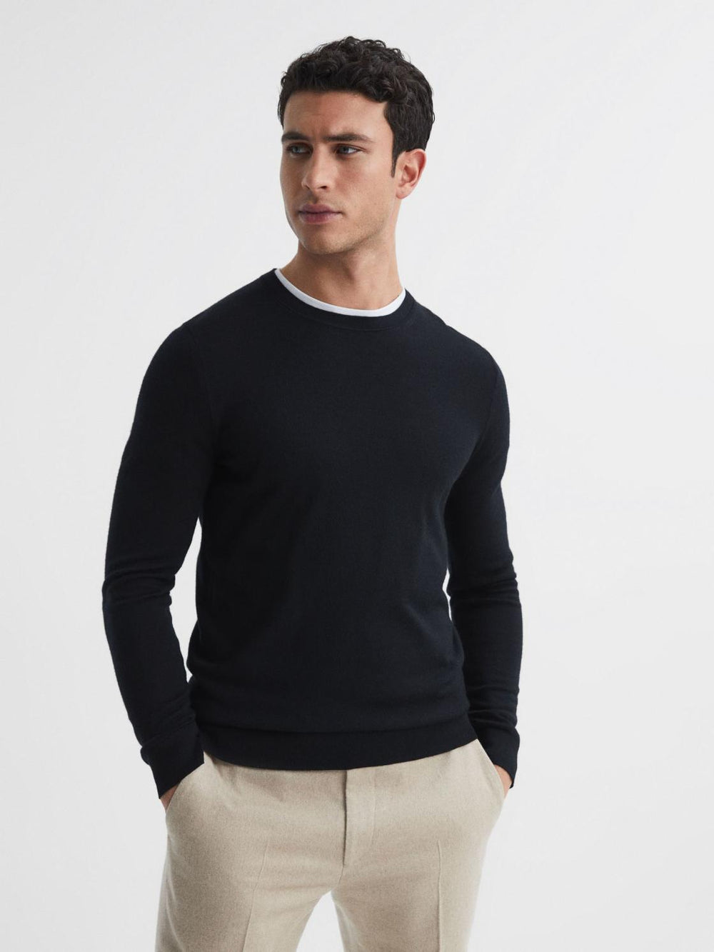 Reiss Knitwear | Wessex Merino Wool Jumper Black - Men