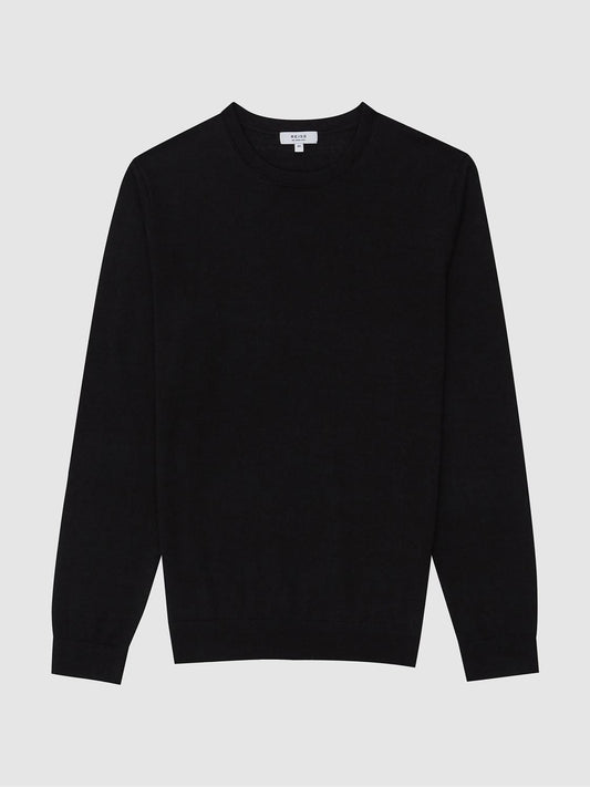 Reiss Knitwear | Wessex Merino Wool Jumper Black - Men