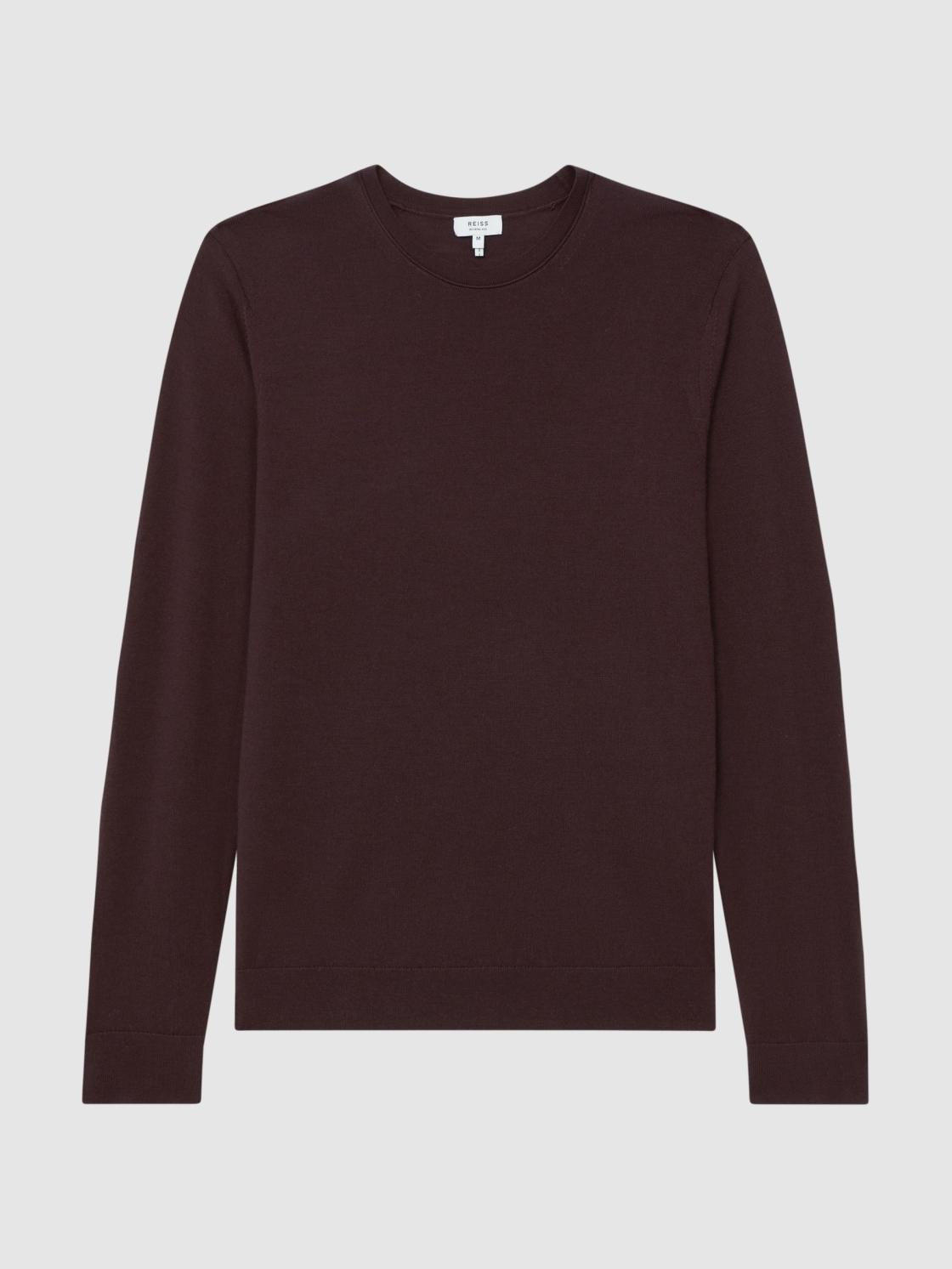 Reiss Knitwear | Wessex Merino Wool Jumper Bordeaux - Men