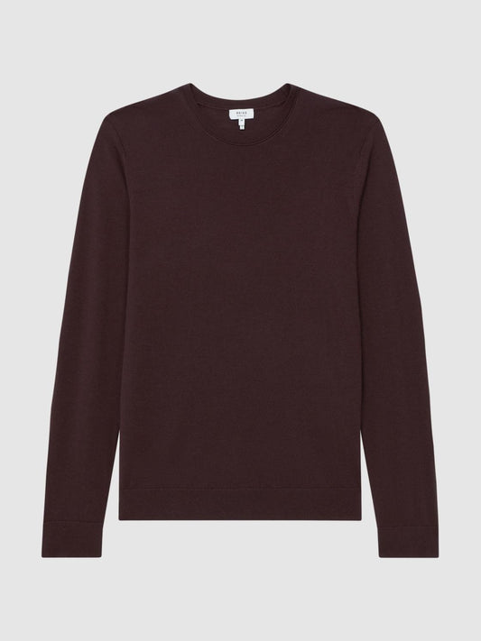 Reiss Knitwear | Wessex Merino Wool Jumper Bordeaux - Men