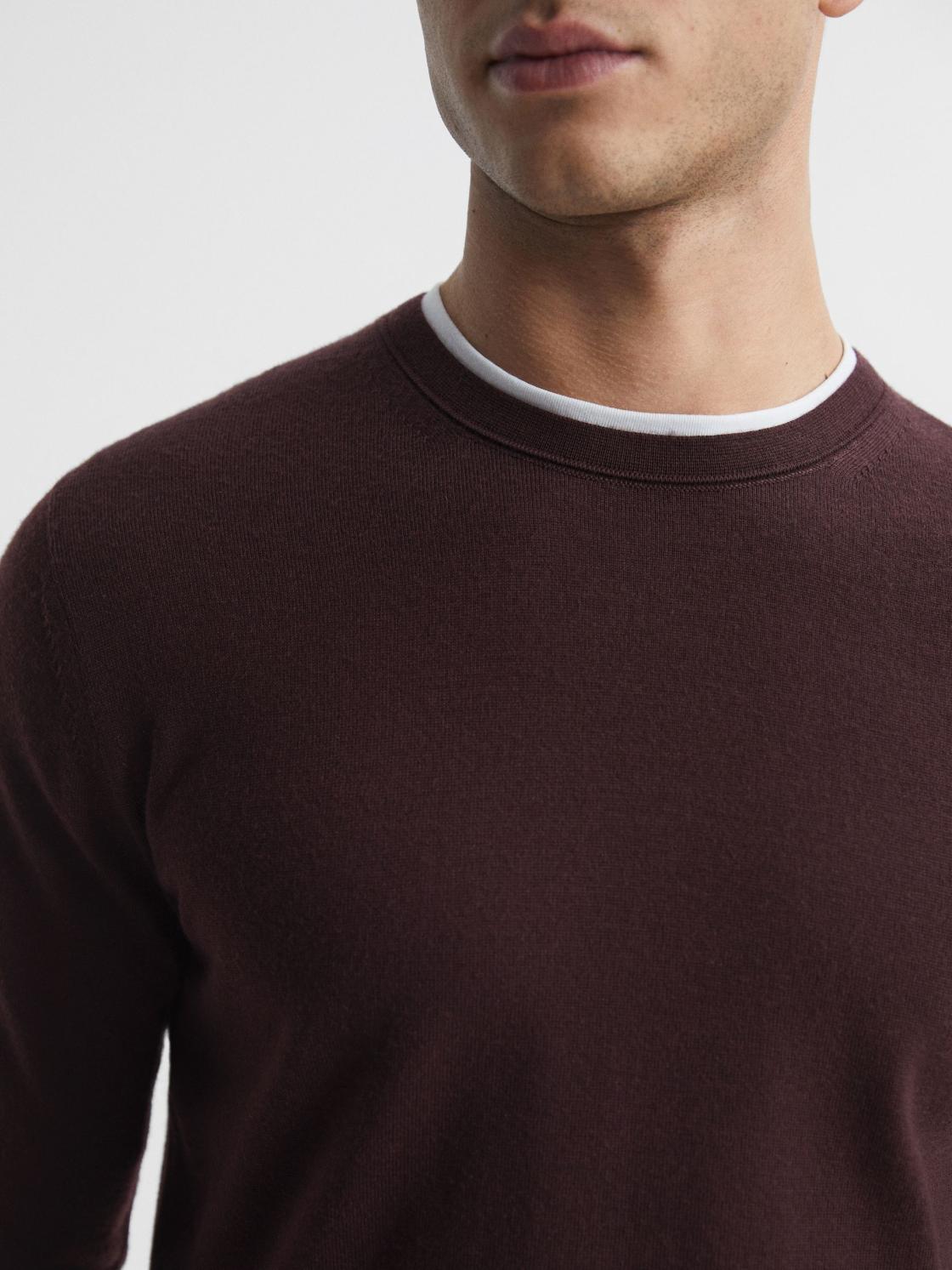 Reiss Knitwear | Wessex Merino Wool Jumper Bordeaux - Men