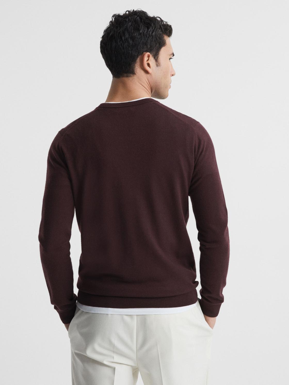 Reiss Knitwear | Wessex Merino Wool Jumper Bordeaux - Men