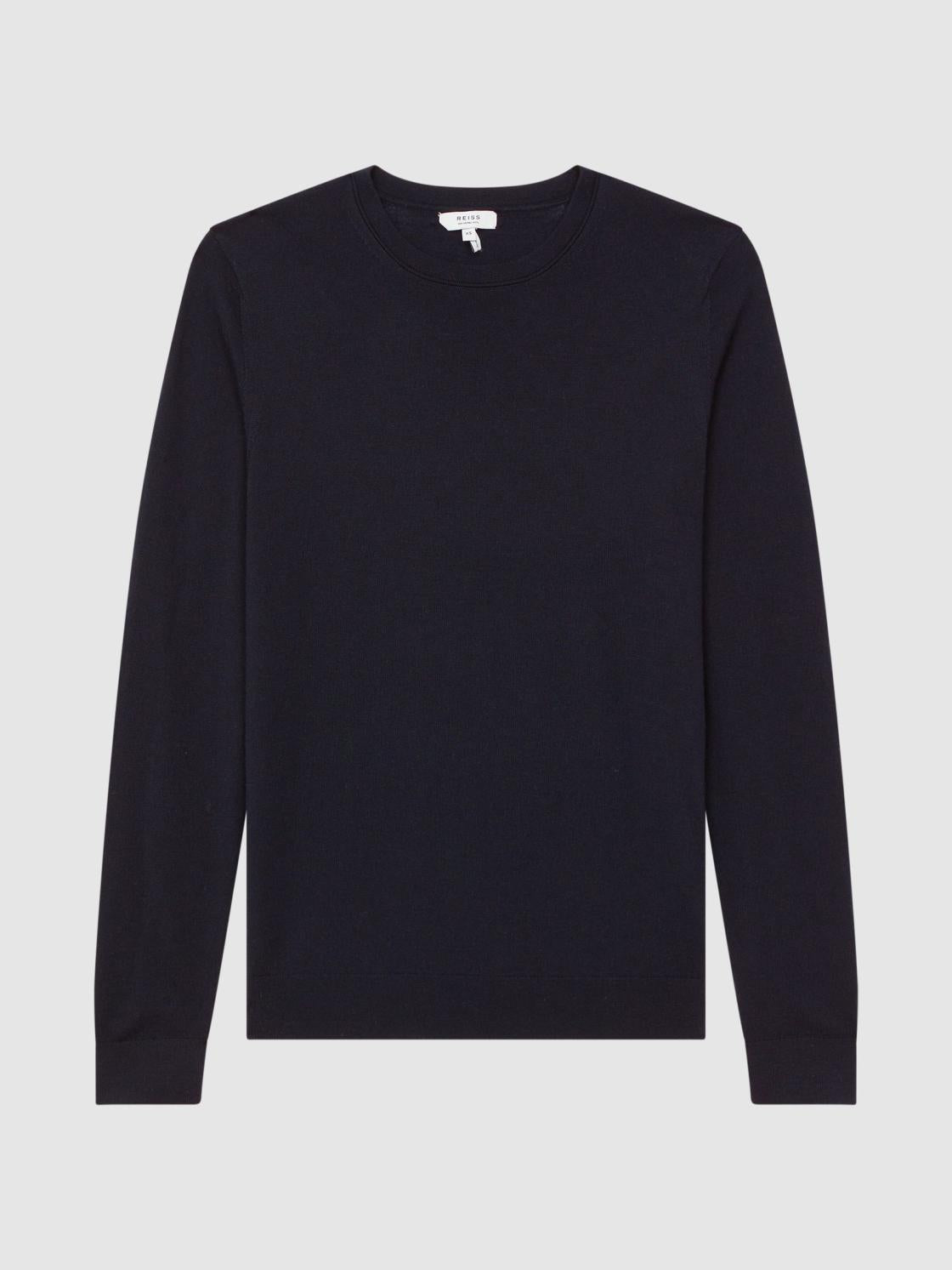 Reiss Knitwear | Wessex Merino Wool Jumper Navy - Men