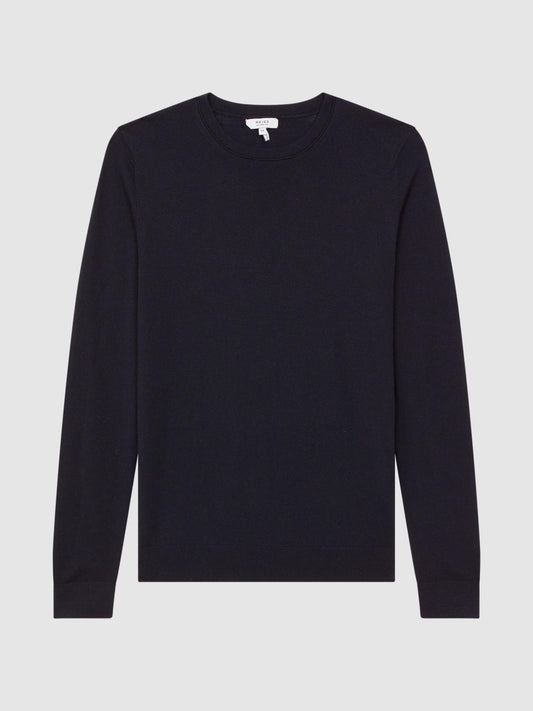 Reiss Knitwear | Wessex Merino Wool Jumper Navy - Men