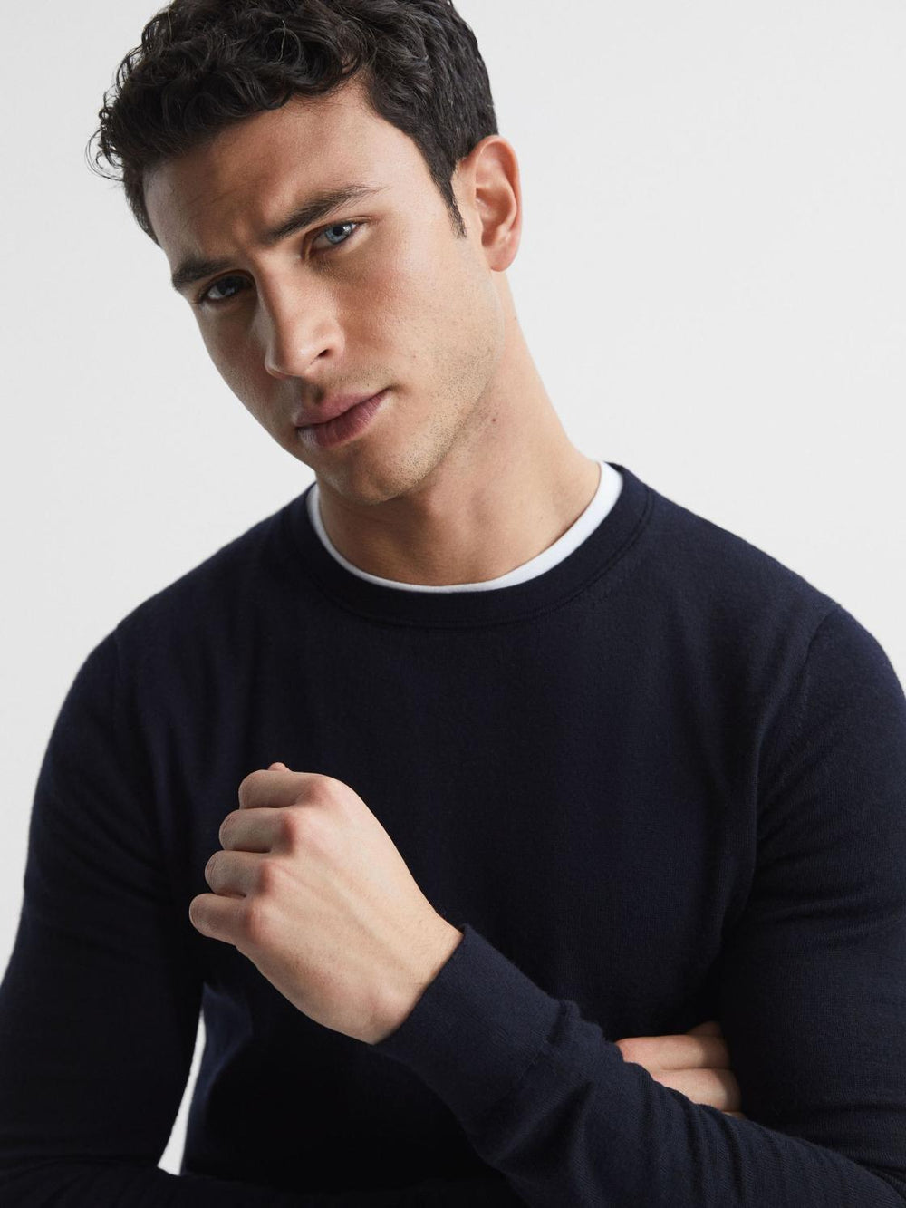 Reiss Knitwear | Wessex Merino Wool Jumper Navy - Men