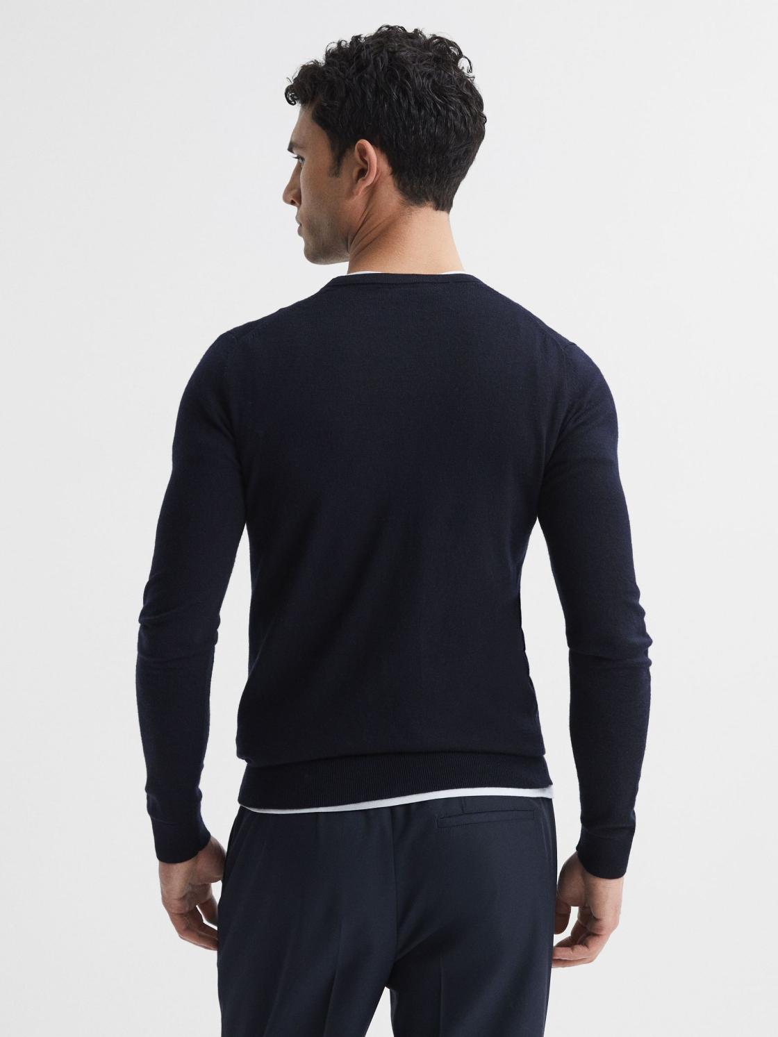 Reiss Knitwear | Wessex Merino Wool Jumper Navy - Men