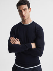 Reiss Knitwear | Wessex Merino Wool Jumper Navy - Men
