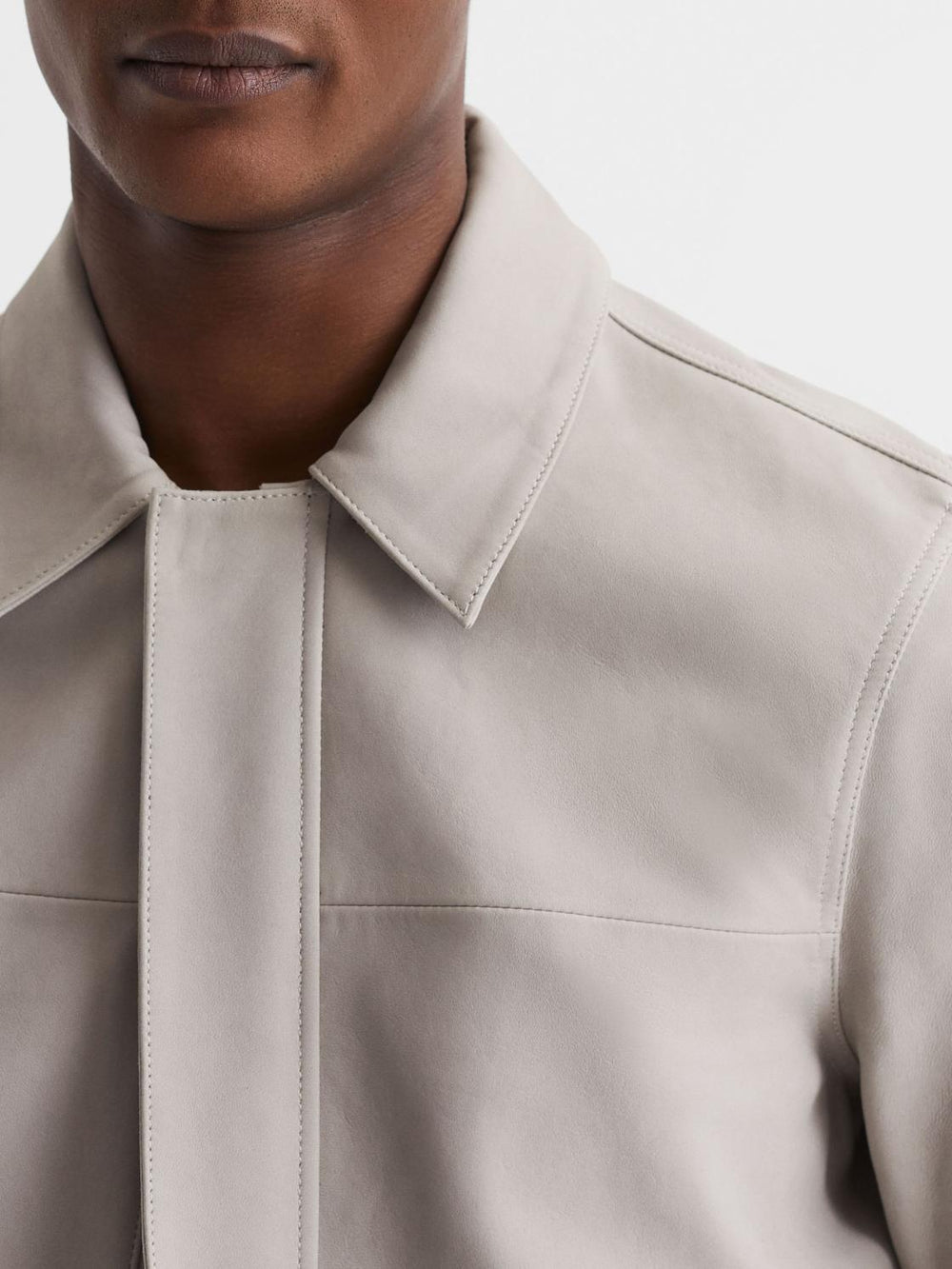 Reiss Leather Jackets | Arroyo Paige Leather Jacket Oyster - Men