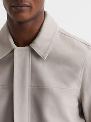 Reiss Leather Jackets | Arroyo Paige Leather Jacket Oyster - Men