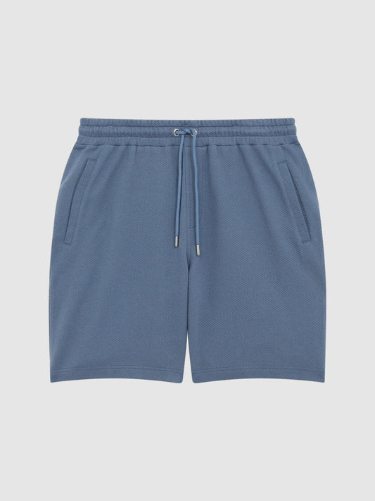 Reiss Loungewear &amp; Nightwear | Robin Textured Drawstring Shorts Airforce Blue - Men