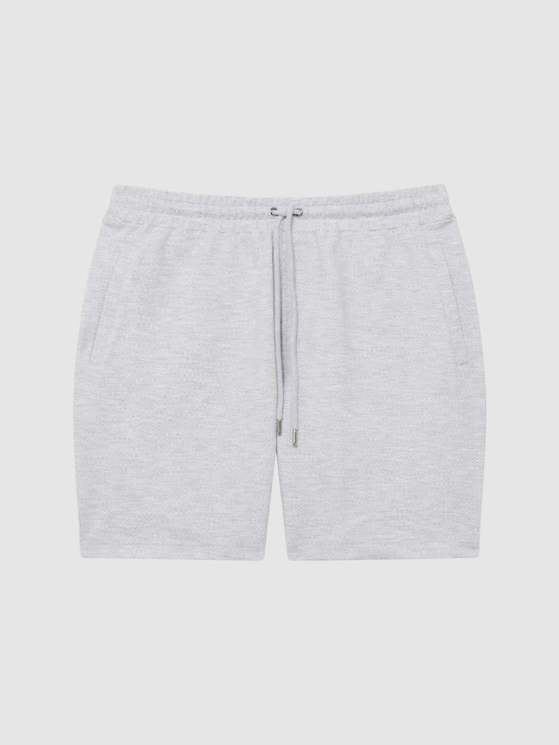Reiss Loungewear &amp; Nightwear | Robin Textured Drawstring Shorts Grey Melange - Men